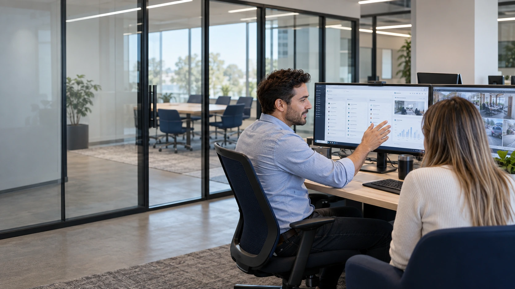 Illustrative workplace scene showing a technology planning conversation